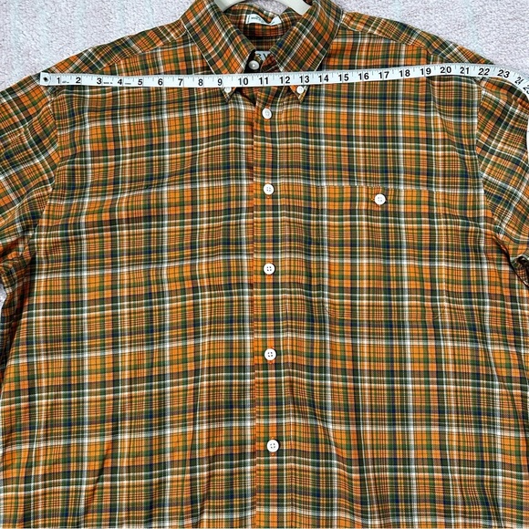 Orvis Orange Green Plaid Button Down Top Size XL Fall Autumn Office Outdoor - Picture 5 of 11
